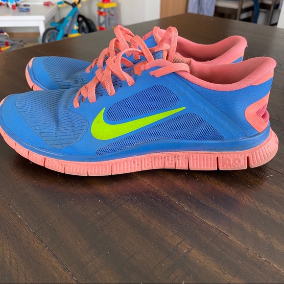NIKE FREE 4.0 V3 Blue and Salmon Running Shoes Size 10 - Picture 11 of 11